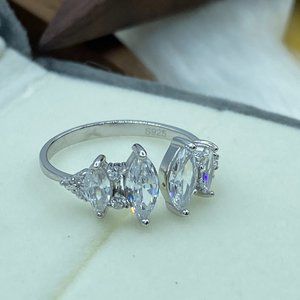 Marquise Cut Dimond Ring 925 Silver FAST SHIPPING!